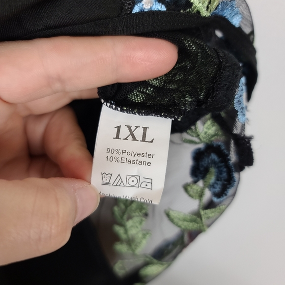 Shein New In Bag Floral Embroidered Babydoll Bodysuit Plus Curve Size 1xl - Picture 6 of 9